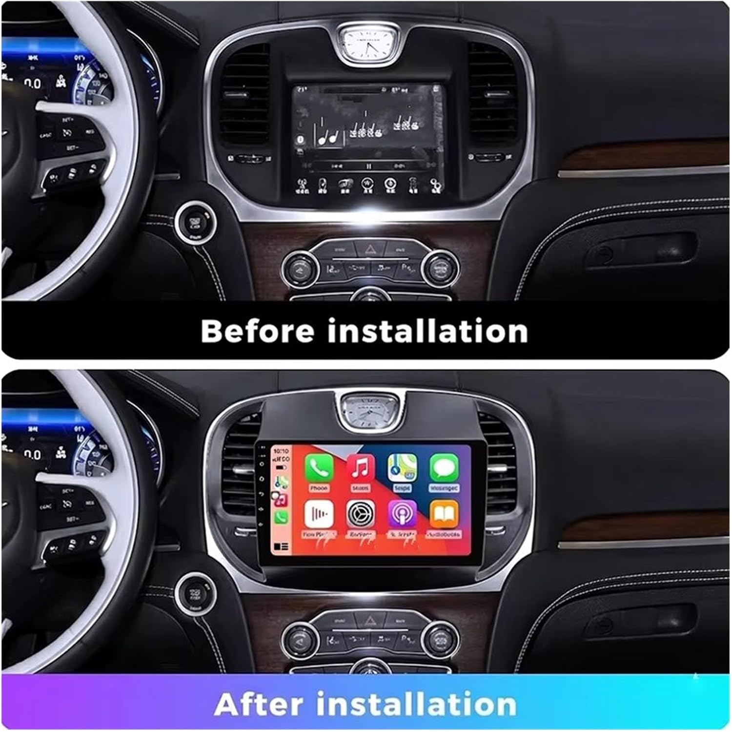car radio fascia 9 inch for chrysler 300 (lx) 2011 2023 car fascia radio panel dash kit install facia console bezel plate gps trim adapter cover car radio fascia 9 inch for chrysler 300 (lx) 2011 2023 car fascia radio panel dash kit install facia console bezel plate gps trim adapter cover
